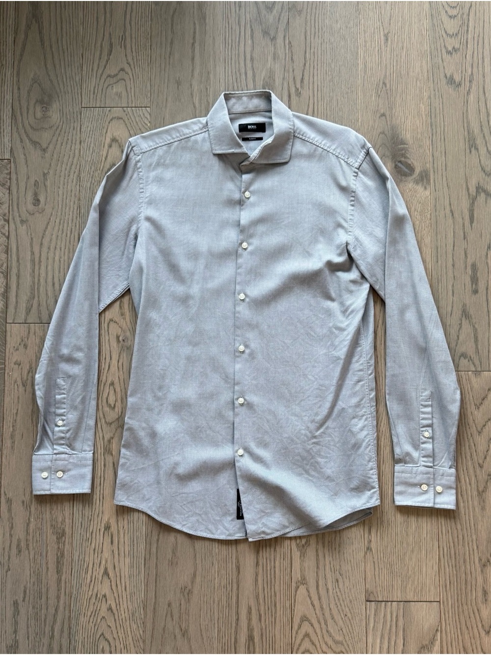 BOSS Light Gray Textured Long-Sleeve Dress Shirt